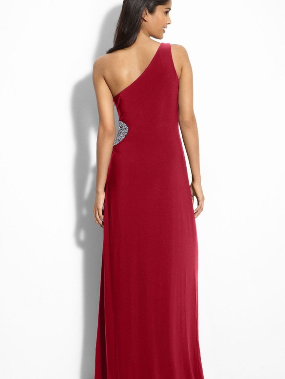 JS Boutique Sequin Trim Jersey Gown Sz 14 Fucsia NWT